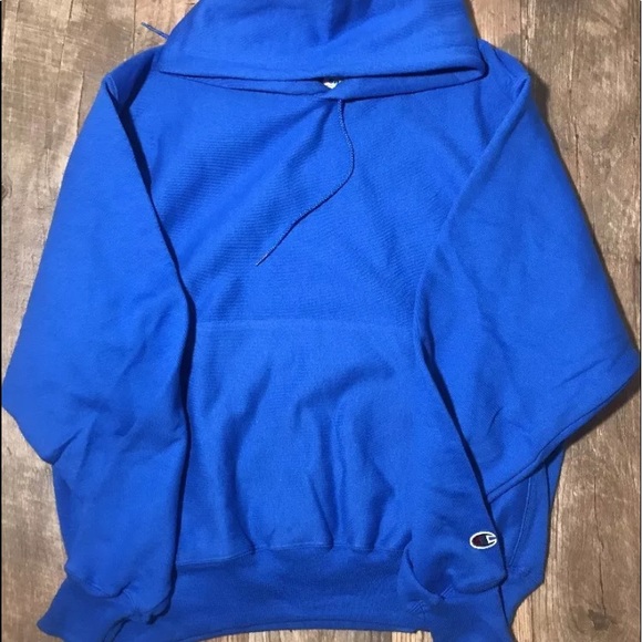 blue reverse weave champion hoodie